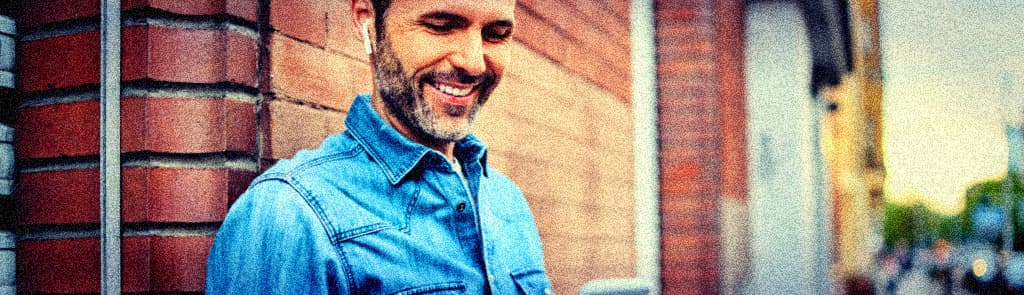 Man Listening to the BusinessVoice Spotify Playlist